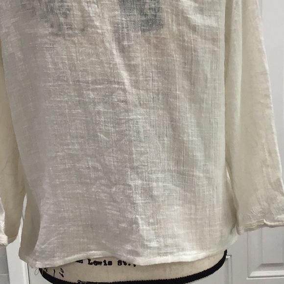 🆕 MNG Embroidered Aztec Blouse Split Neckline 3/4 Sleeves Cream NWOT - Picture 11 of 12